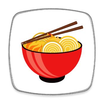 Bowl of ramen - Square fridge magnet - white - Front