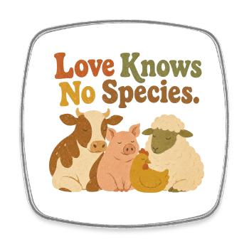 Love Knows No Species Vegan Animal Rights Rétro - Magnet carré - blanc - Devant