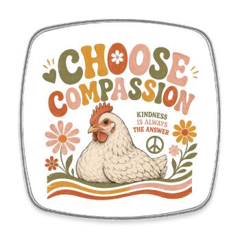 Choose Compassion Chicken Vegan Retro - Square fridge magnet - white - Front
