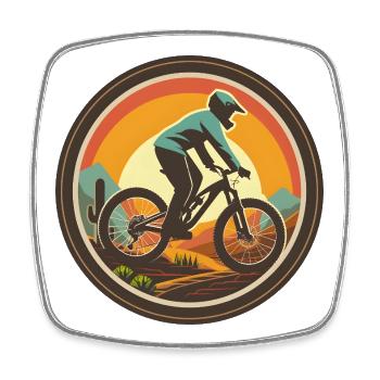 Mountain biking illustration - Square fridge magnet - white - Front