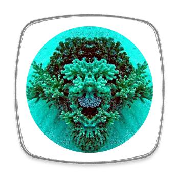Coral Dance in Neon Turquoise - Square fridge magnet - white - Front