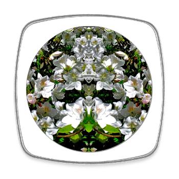 Nature Mandala White Flowers Mirrored - Square fridge magnet - white - Front
