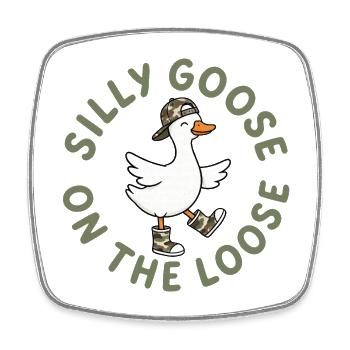 Silly Goose On The Loose - Camo Look Goose - Square fridge magnet - white - Front