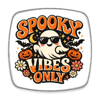 Ambiances effrayantes Seulement Ghost Retro Halloween - Magnet carré - blanc - Devant