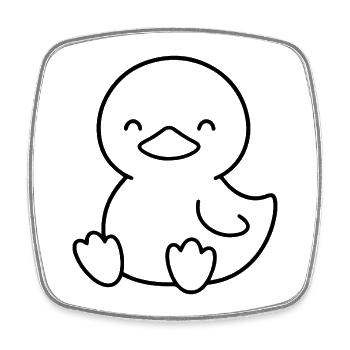 Sketched chick with cute look - Square fridge magnet - white - Front