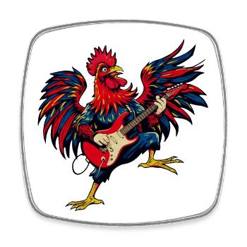 Guitariste Rock Chicken – T-shirt guitare électrique - Magnet carré - blanc - Devant