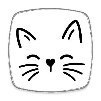 Cute cat with heart nose - Square fridge magnet - white - Front