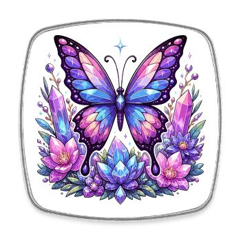 Crystal Butterfly Blossoms - Square fridge magnet - white - Front