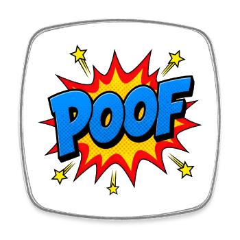 POOF Comic Lettering – Action Pop Art Explosion - Square fridge magnet - white - Front