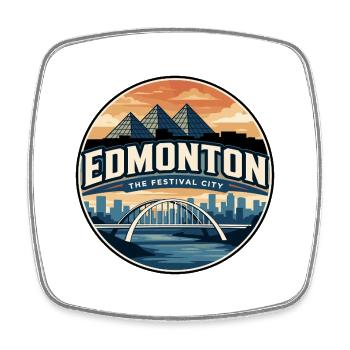 Insigne rétro du pont Walterdale d’Edmonton - Magnet carré - blanc - Devant