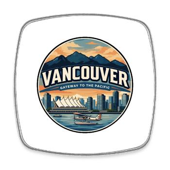 Badge rétro de voyage du port de Vancouver - Magnet carré - blanc - Devant