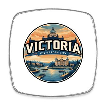 Retro Victoria Inner Harbour Travel Badge - Square fridge magnet - white - Front