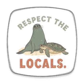 Respectez les locaux Tortue phoque rétro - Magnet carré - blanc - Devant