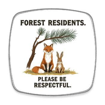 Forest Residents Fox Rabbit Forest Animals - Square fridge magnet - white - Front