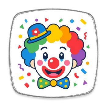 Geometric Clown – Colorful Kids Design Vector - Square fridge magnet - white - Front