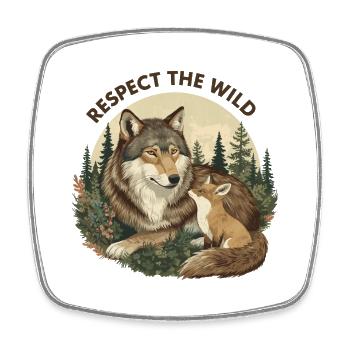 Respectez la nature du Loup Sauvage et du Renard - Magnet carré - blanc - Devant
