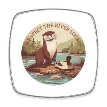 Respect The River Locals Otter Nature - Square fridge magnet - white - Front