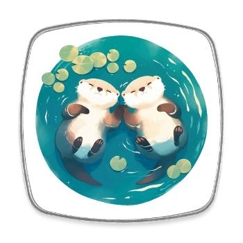 Otter Cute Valentine's Day Anniversary Wedding Anniversary Couple - Square fridge magnet - white - Front