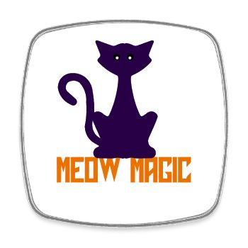 Miaou Silhouette du chat magique - Magnet carré - blanc - Devant