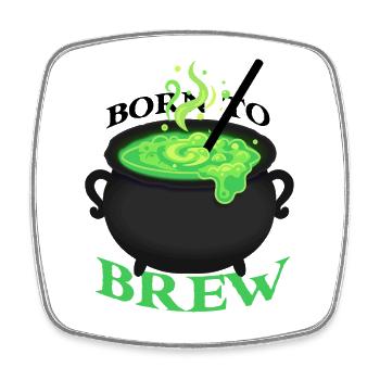 Dessin animé Green Brew Pot - Magnet carré - blanc - Devant