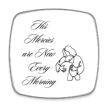 His Mercies Are New Every Morning Line Art Quote - Square fridge magnet - white - Front