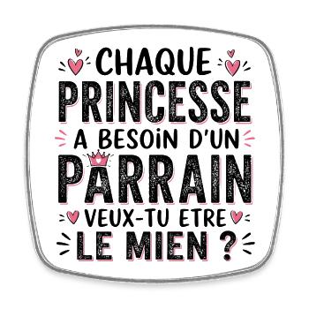 Veux Tu Etre Mon Parrain  - Magnet carré - blanc - Devant