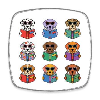 T-shirt Dogs Glasses Readers Gift Reading - Square fridge magnet - white - Front