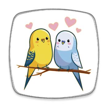 Budgies - Square fridge magnet - white - Front
