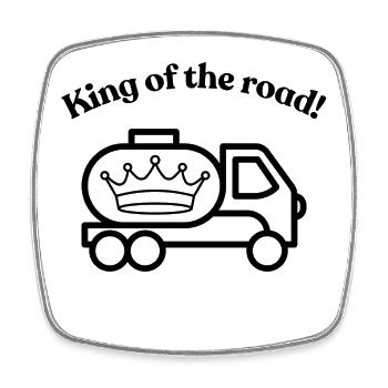 Graphique couronne du camion-citerne King Of The Road - Magnet carré - blanc - Devant