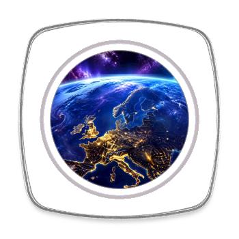 Earth from space with neon ring - Square fridge magnet - white - Front