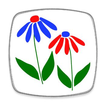 two flowers - Square fridge magnet - white - Front
