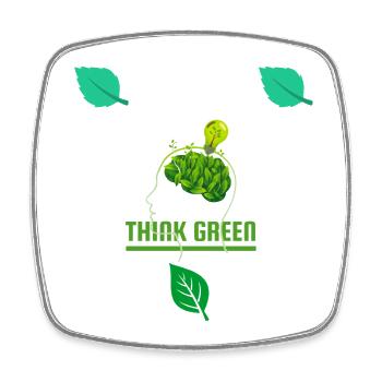 Thank Green: Leafy Bulb - Square fridge magnet - white - Front