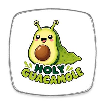 Cute Avocado Slug Holy Guacamole Pun - Square fridge magnet - white - Front