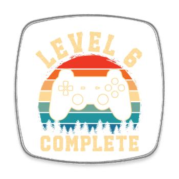 level 6 complete – Enfant 6 ans - Magnet carré - blanc - Devant