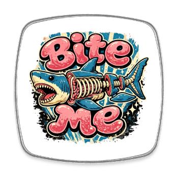Cock Me Vintage Skeletal Shark - Square fridge magnet - white - Front