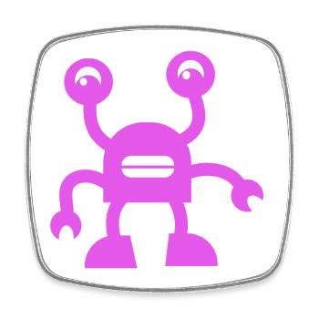 Cheerful Purple Robot - Square fridge magnet - white - Front