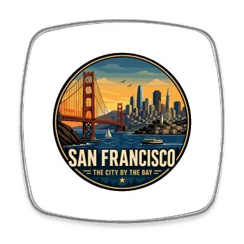 San Francisco City by the Bay Retro Emblem - Square fridge magnet - white - Front