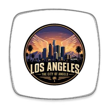 Los Angeles City of Angels Retro Hollywood Badge - Square fridge magnet - white - Front