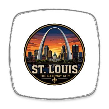 St Louis Gateway City Retro Arch Emblem - Square fridge magnet - white - Front