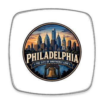 Philadelphia City of Brotherly Love Retro Emblem - Square fridge magnet - white - Front