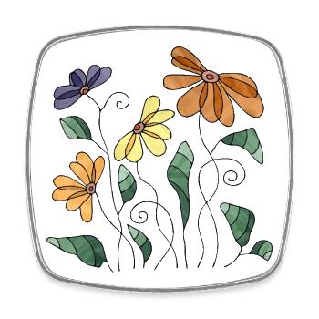 Flowers - Square fridge magnet - white - Front