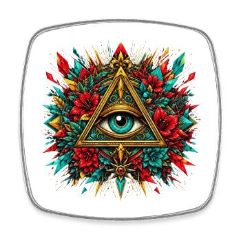 All Seeing Eye Providence Triangle Flowers - Square fridge magnet - white - Front