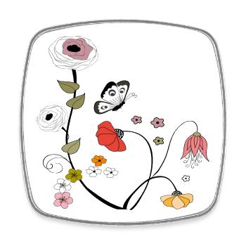 Flowers with Butterfly - Square fridge magnet - white - Front