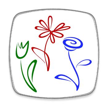 Three flowers - Square fridge magnet - white - Front
