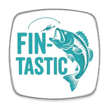 Fin-tastique ! Drôle de pêcheur et design de poisson géant - Magnet carré - blanc - Devant
