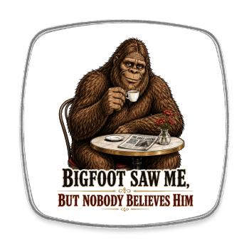Bigfoot Cafe Sasquatch Coffee Myth - Square fridge magnet - white - Front