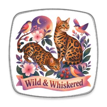 Magical Nature Bengal Cat - Square fridge magnet - white - Front