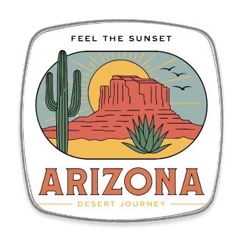 Retro Arizona Desert Sunset - Square fridge magnet - white - Front