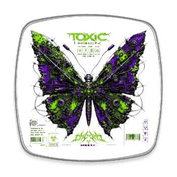 Cyberpunk Butterfly Toxic Insect Neon - Square fridge magnet - white - Front