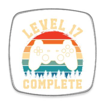 Level 17 complete – Cadeau 17 ans - Magnet carré - blanc - Devant